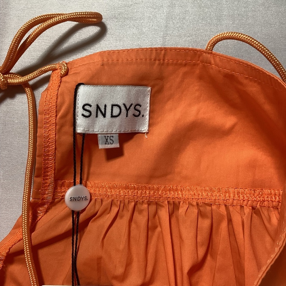 SNDYS Poplin Tie Detail Orange Spaghetti Strap Mini Dress - Picture 6 of 14